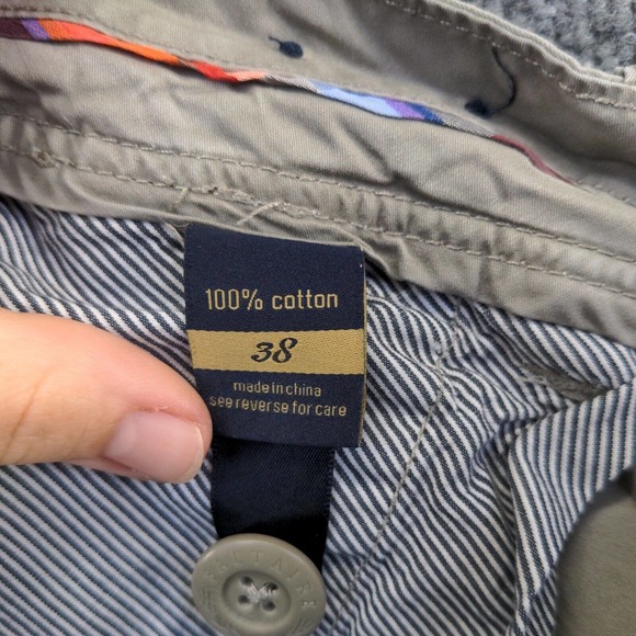 Saltaire Mens Summer Twill Chino Shorts Gray Size 38 Slash Pockets - Picture 12 of 12